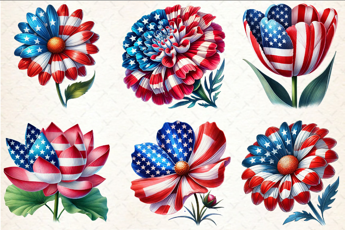 4th of July Flower Clipart, an Illustration by Rose Art (Photo 2 of 6)