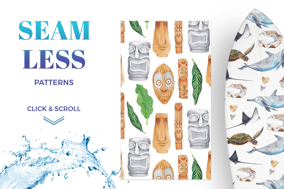 Hawaii - watercolor design bundle, an Illustration by Beauty Drops (Photo 5 of 8)