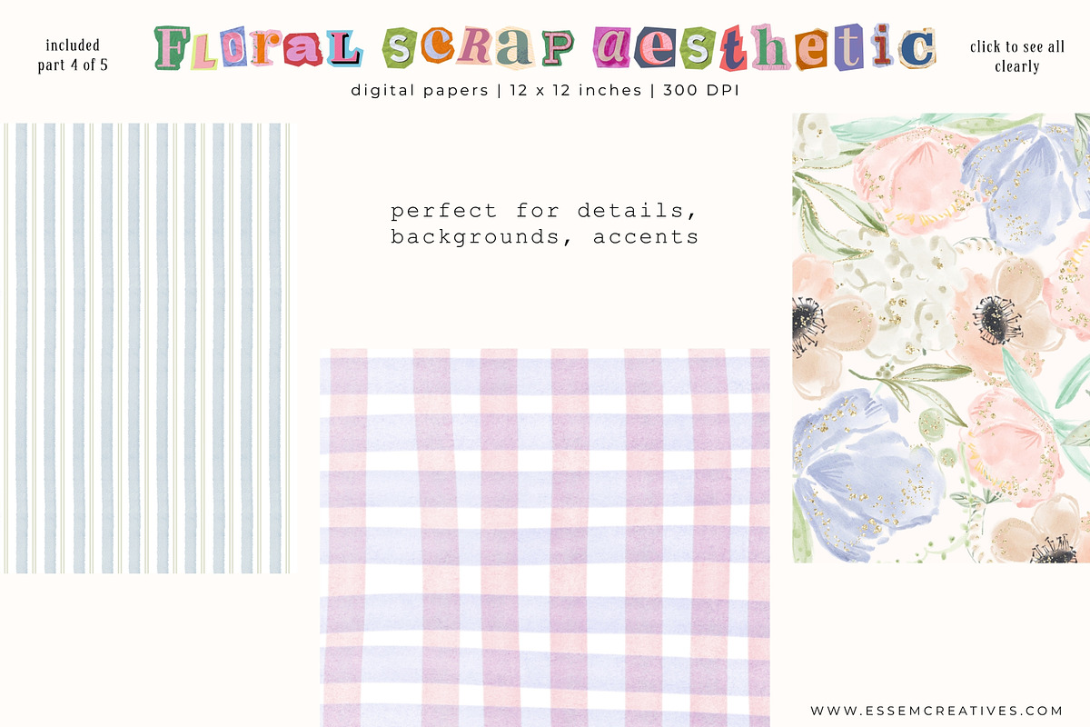 Floral Scrapbook Aesthetic Clipart, a Background Graphic by Essem Creatives (Photo 5 of 7)