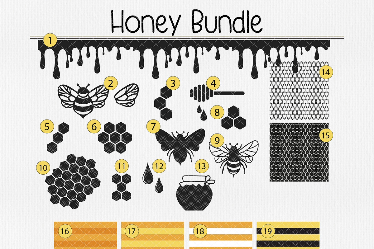 Honey Bee vector Honeycomb patterns, a Food Illustration by DigitalArsiart (Photo 4 of 4)