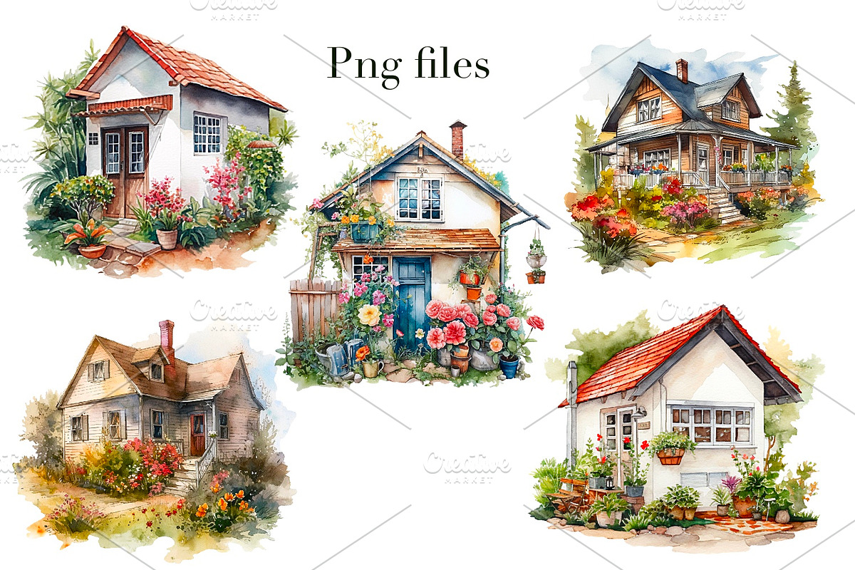 Cottages and gazebos, watercolor, an Object Illustration by AkvarelRiver (Photo 5 of 9)
