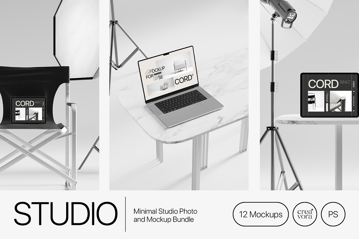Studio - Minimal Mockup Bundle, a Device Mockup by Creavora (Photo 1 of 8)