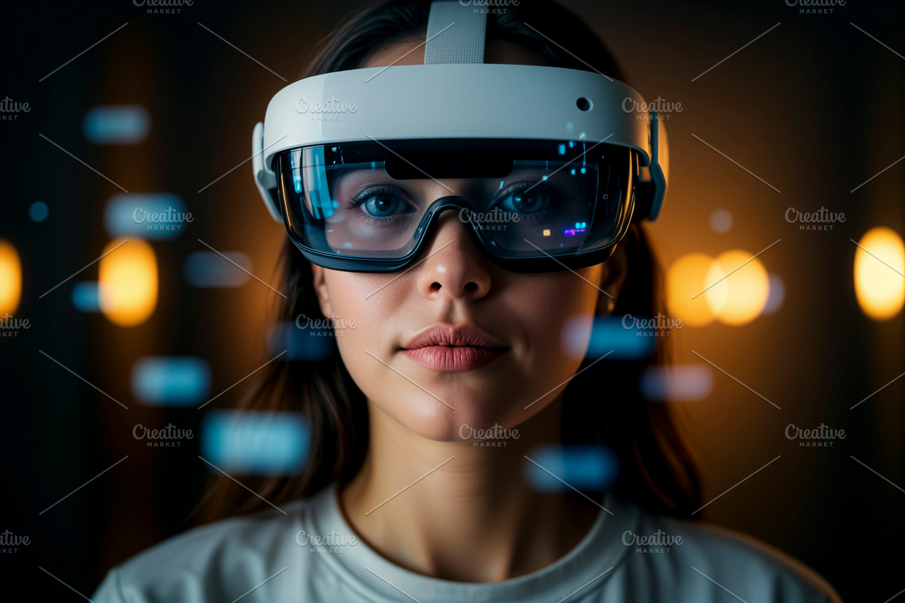 woman with augmented reality glasses, a Photo by rarrarorro