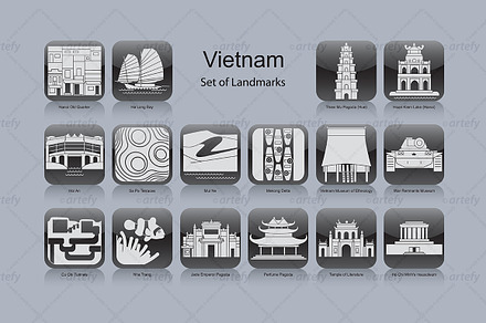 Vietnam landmark icons (16x)