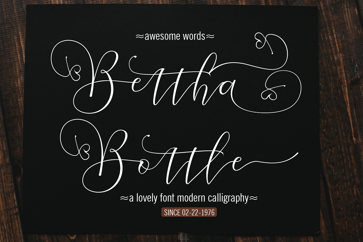 Bettha Bottle, a Script Font by Deniz86 (Photo 13 of 14)