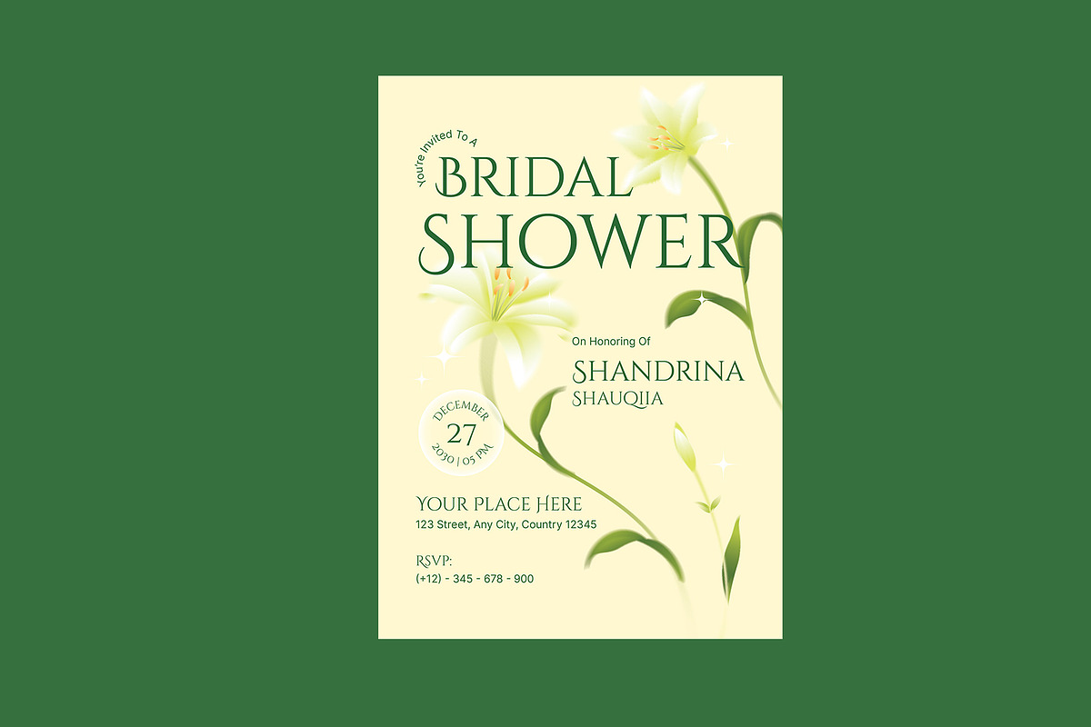 Floral Bridal Shower Invitation, a Card Template by Neermana (Photo 2 of 4)
