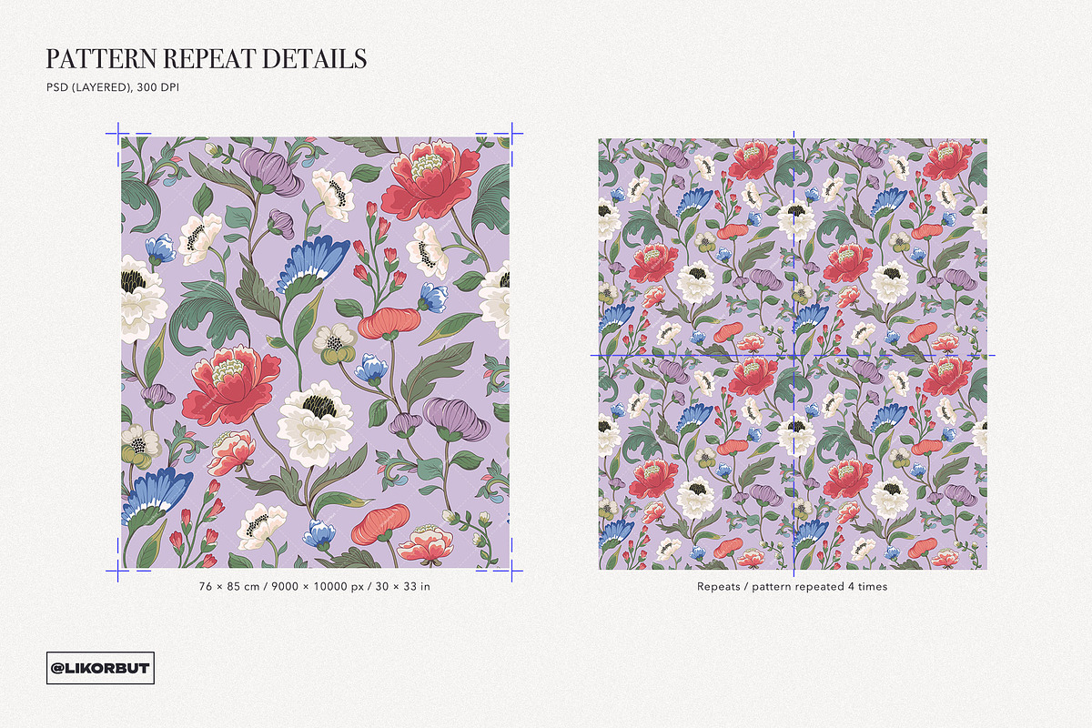Chinoiserie Floral Pattern & Prints, a Pattern Graphic by likorbut (Photo 4 of 13)