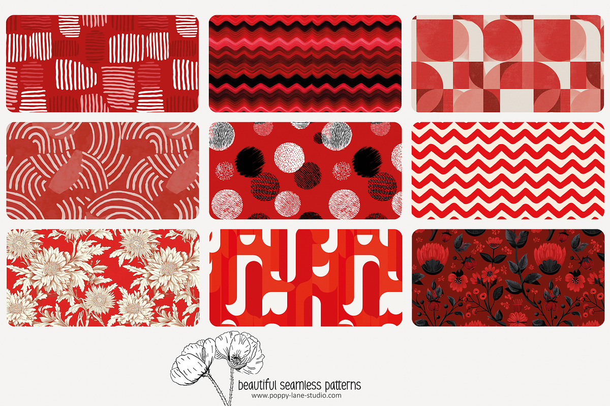 80 red geometric seamless pattern, a Pattern Graphic by Poppy Lane Studio (Photo 6 of 11)