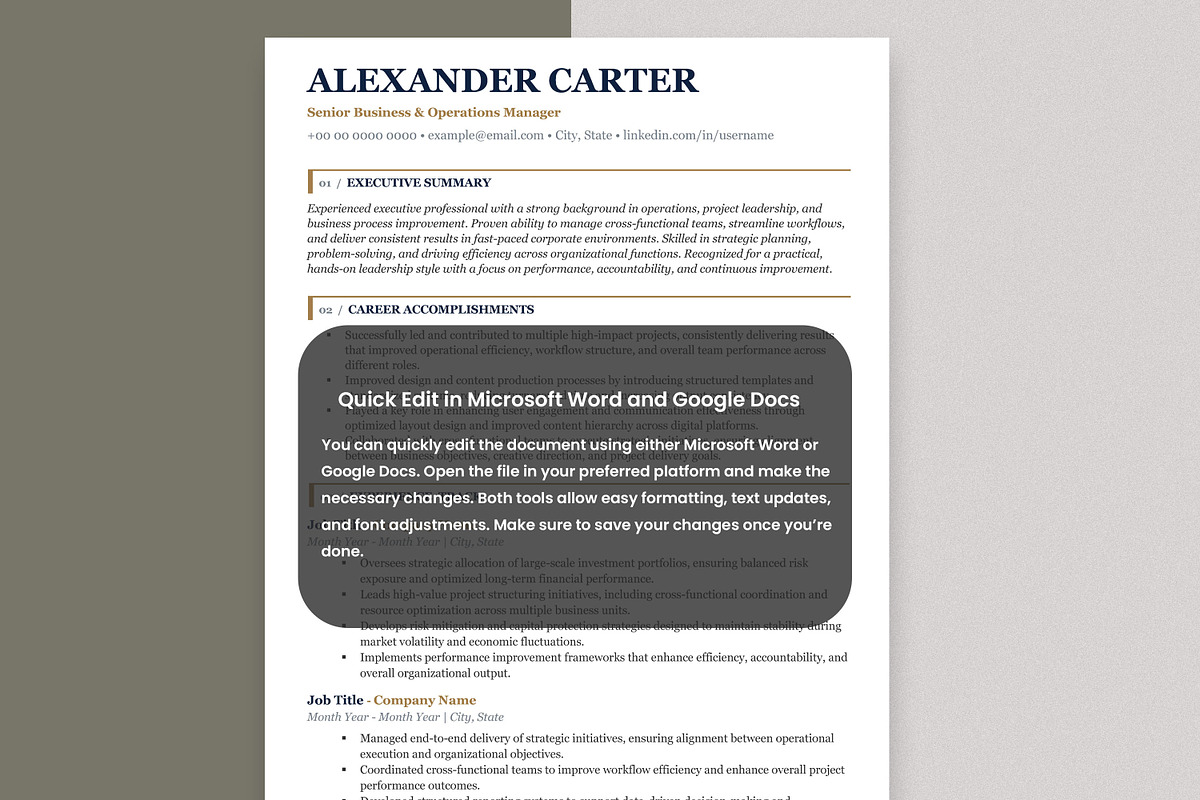 ATS Resume Template | Clean CV Word, a Resume Template by Anjum Ilyas (Photo 3 of 7)