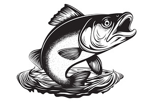 Fish Jumping out of the Water Vector, an Animal Illustration by Ghagra