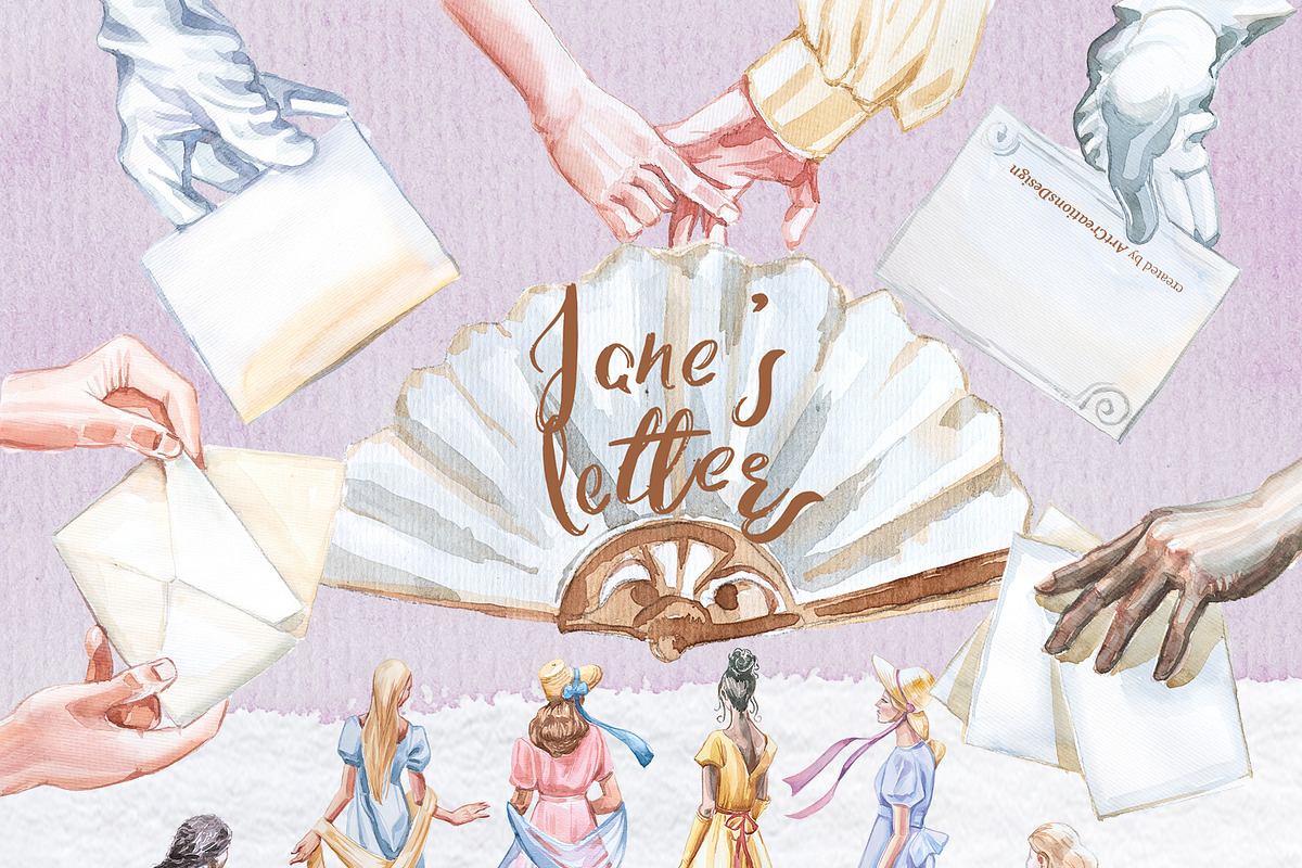Jane's Letters: Hand Painted PNG, a Decorative Illustration by ArtCreationsDesign (Photo 5 of 11)
