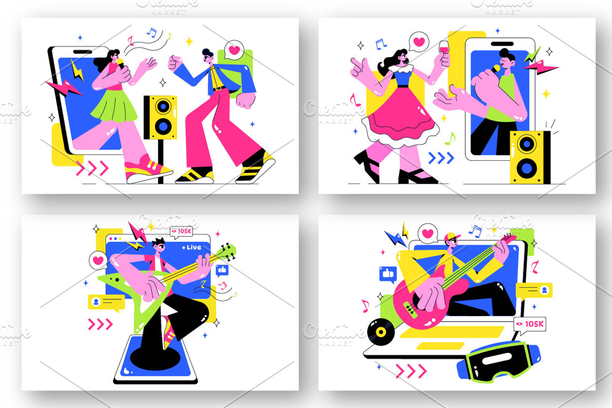 10 Virtual Concert Illustration, a Person Illustration by denayunebgt (Photo 3 of 4)