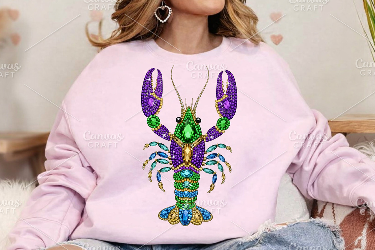 Rhinestone Mardi Gras Crawfish PNG, an Illustration by Canvas Craft (Photo 3 of 6)