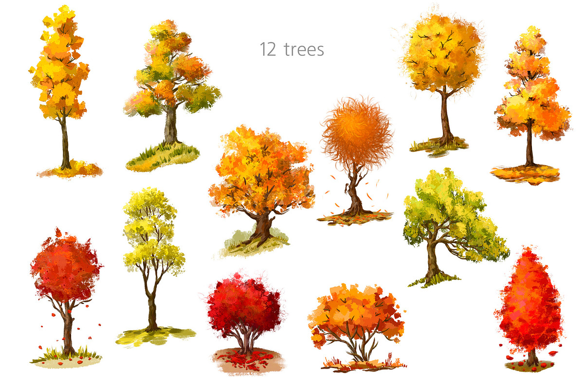 Fall leaves png clipart, an Illustration by PinskaDrawCute (Photo 4 of 6)
