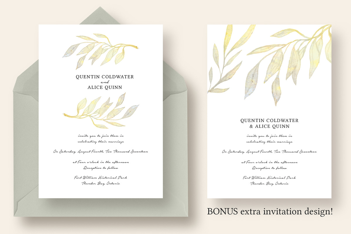 Watercolor Branch Wedding Suite, an Invitation Template by Knotted Design (Photo 2 of 5)