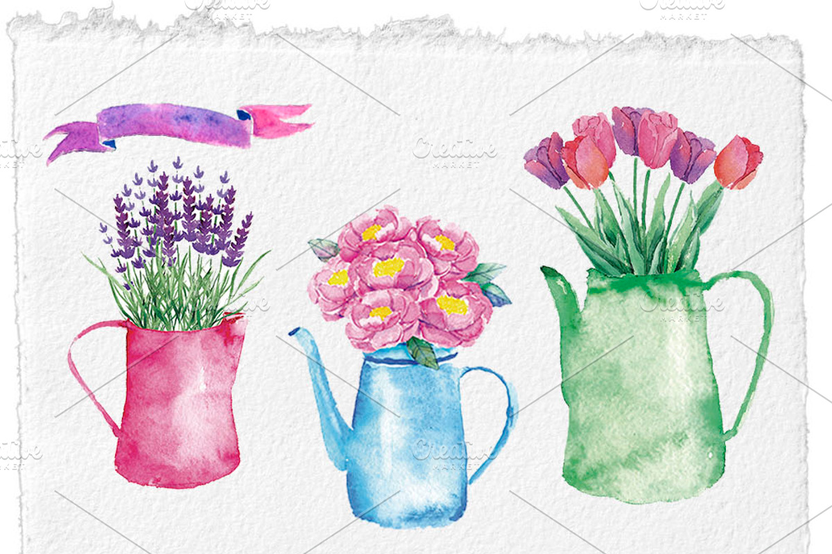 Watercolor pack Flower garden, an Object Graphic by Elishamelisha (Photo 2 of 7)