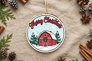 Merry Christmas Red Barn SVG, a Seasonal Illustration by CrexoraLab (Thumbnail 2 of 3)