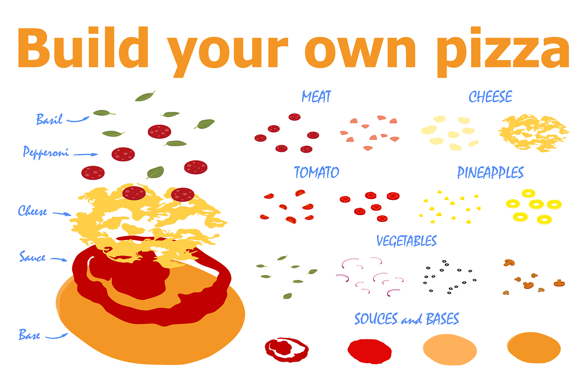 Isometric Pizza Scene Creator, a Food Illustration by Viktorijareut (Photo 3 of 7)