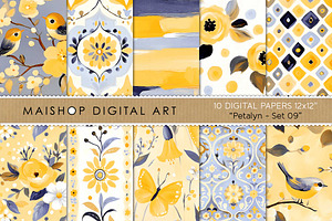 Bird and Butterfly Scrapbook Papers, a Pattern Graphic by Maishop