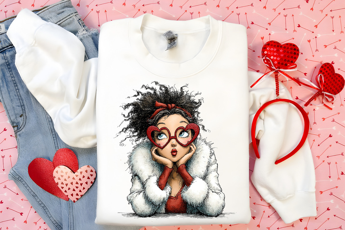 Quirky Valentine Day Girls Clipart, an Illustration by Canvas Craft (Photo 4 of 6)