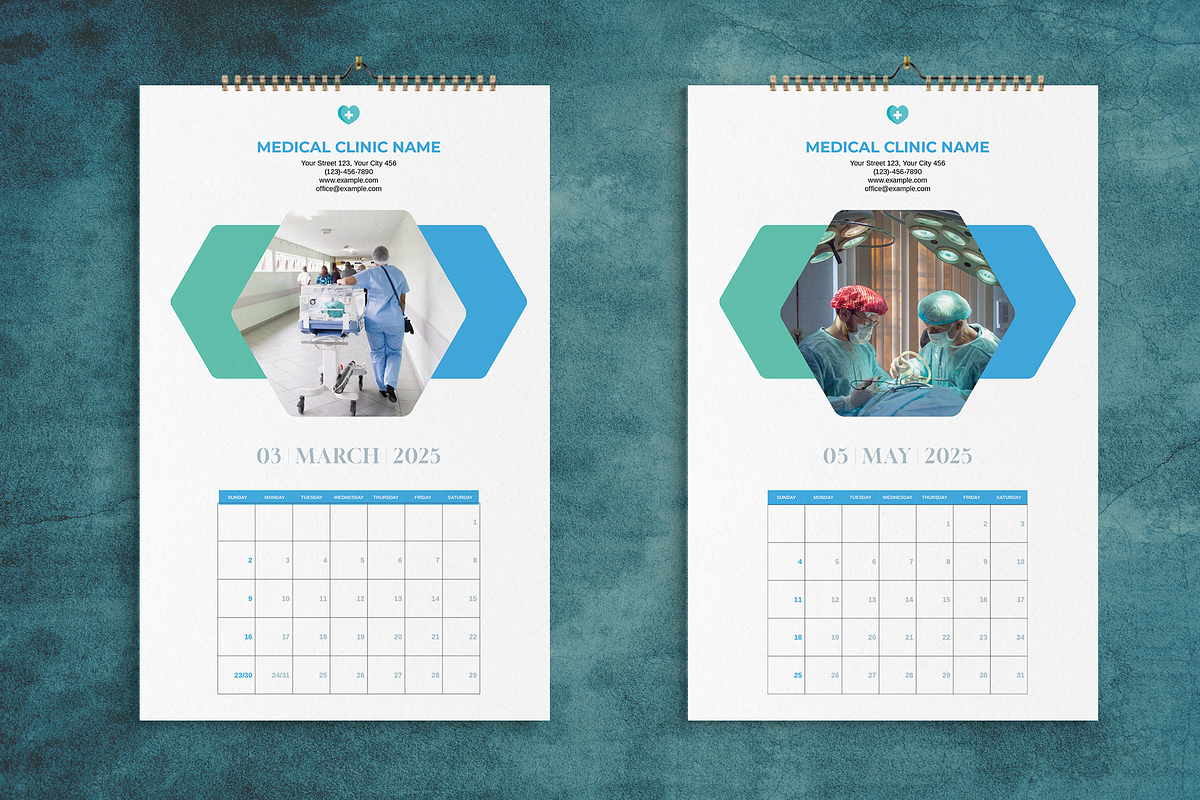 Medical Wall Calendar 2025 Template, a Stationery Template by Boris Cupac (Photo 1 of 5)