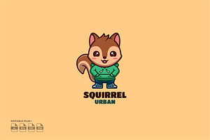 Urban Squirrel Cute Mascot Logo