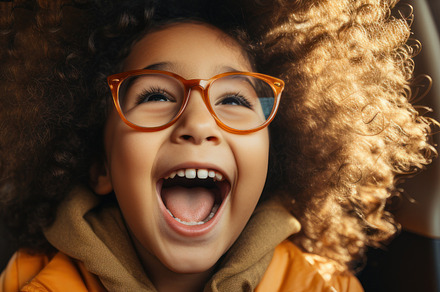 Close up portrait of a happy african american little girl with c, a Person Photo by AS photostudio