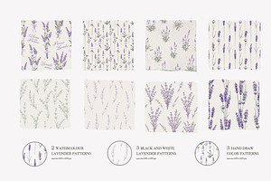 Lavender Pattern.Watercolor, Lineart