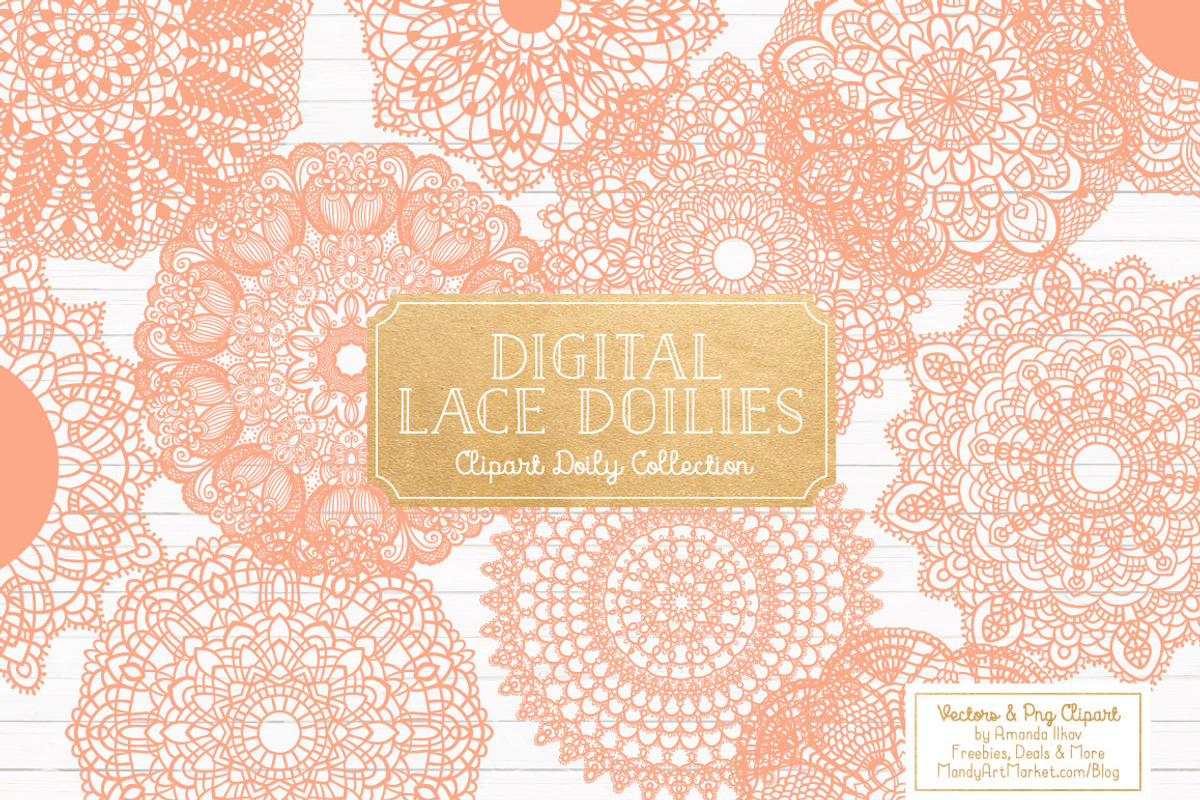 Peach Lace Doilies, Lace Vectors, an Illustration by Amanda Ilkov (Photo 1 of 4)