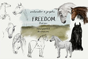 Freedom. Hand painted - horses., an Animal Illustration by Youksy (Thumbnail 1 of 8)
