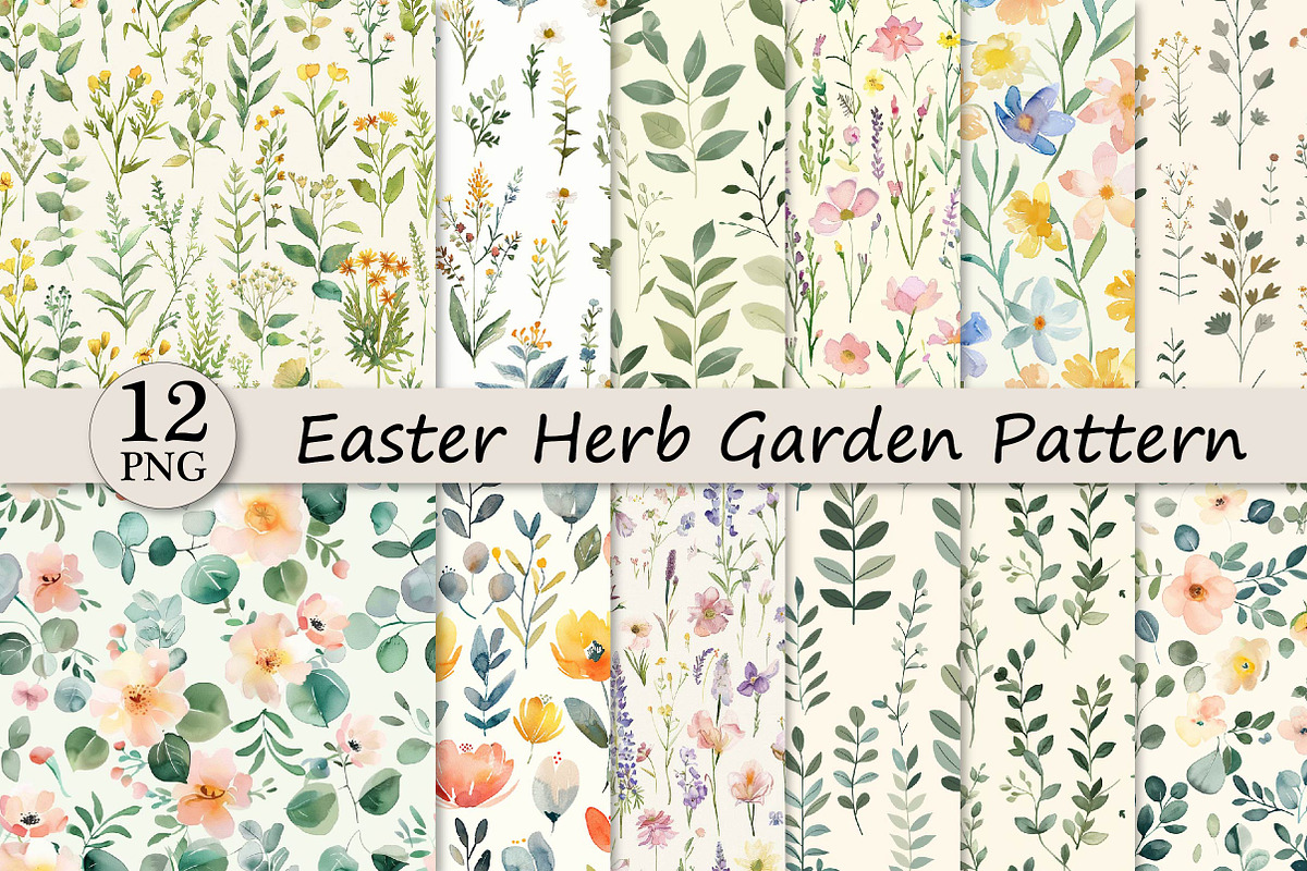 Easter Herb Garden Pattern, a Texture Illustration by DreamPrint404 (Photo 1 of 3)