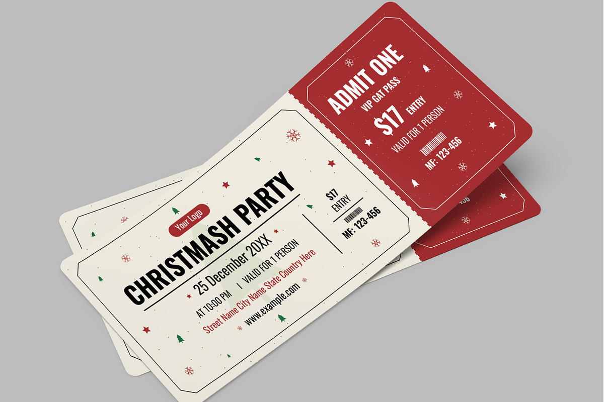 Christmas Event Ticket Layout, a Stationery Template by MightyDesign (Photo 3 of 6)