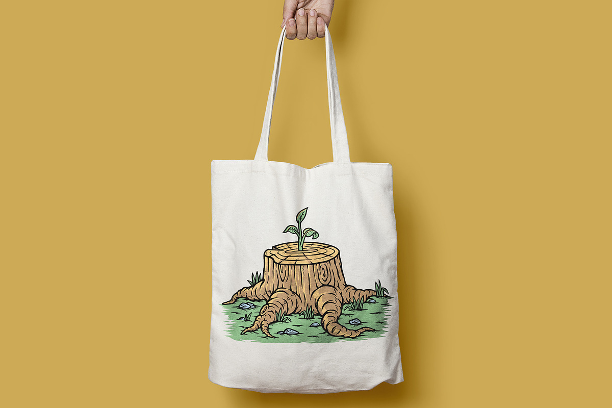 Plant growing out of a tree stump, an Illustration by gunaonedesign (Photo 4 of 4)