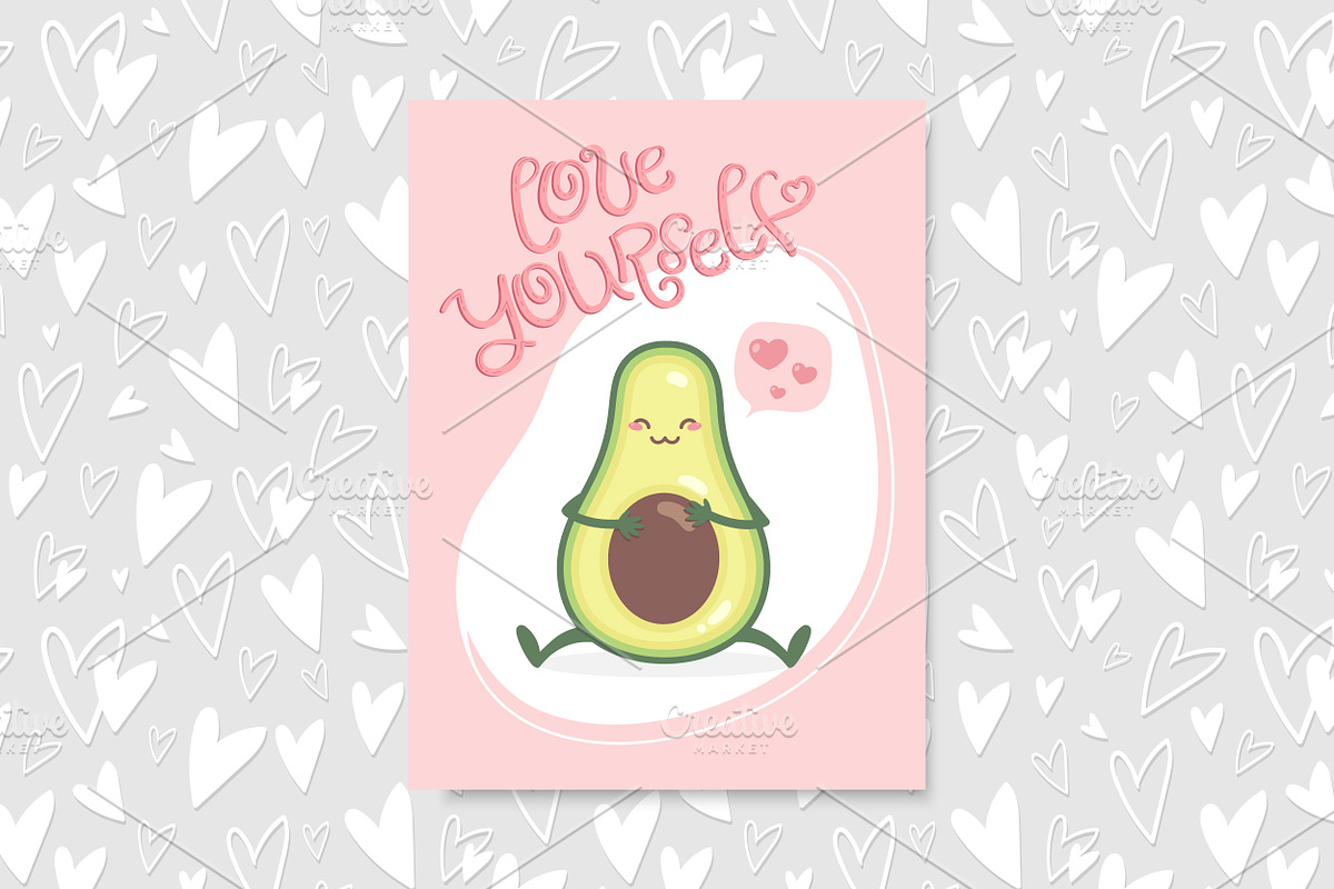Cartoon Avocado Postcard, a Decorative Illustration by PsychocheArt (Photo 2 of 4)