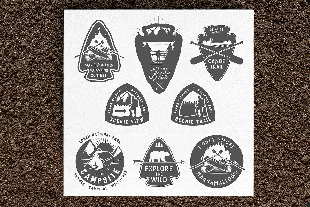Vintage camping and hiking badges, a Person Illustration by 1baranov (Photo 1 of 4)