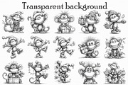 Christmas Monkey Sketch Art Clipart, an Illustration by Libby Wishes (Thumbnail 4 of 7)