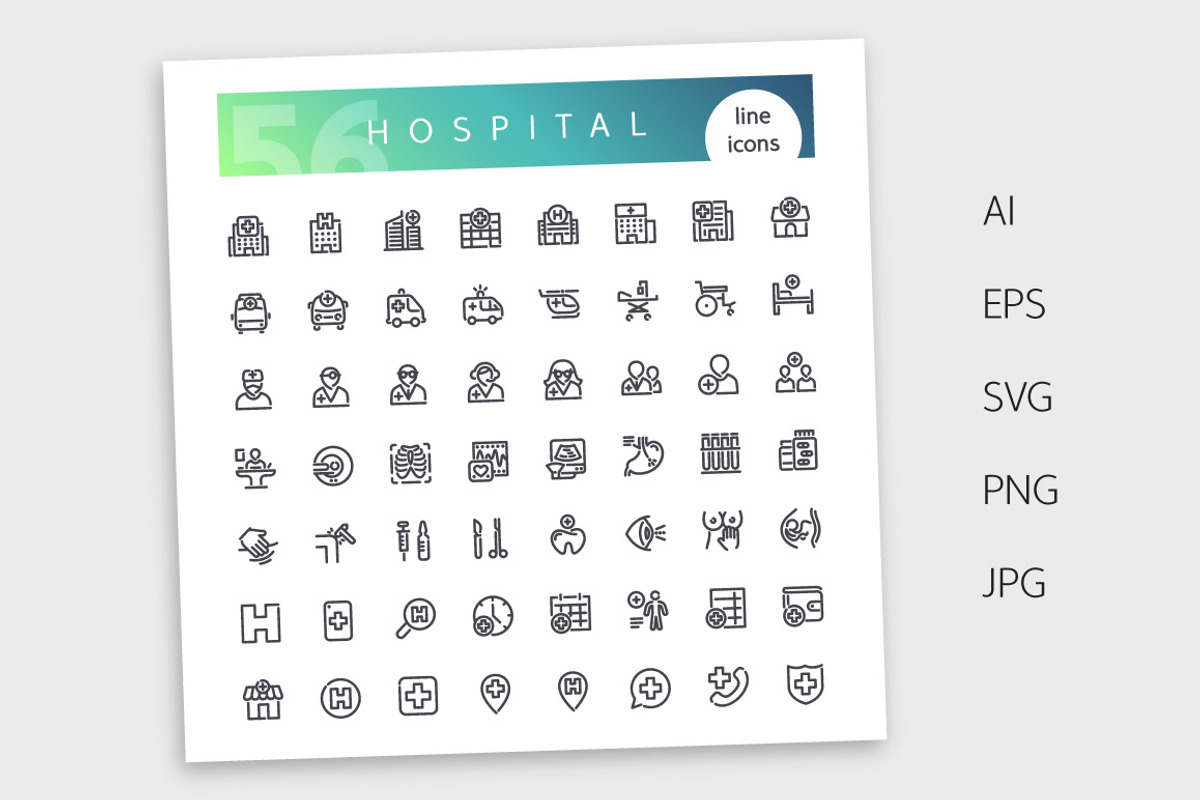 Hospital Line Icons Set, an Outline Icon by Voysla's Shop (Photo 4 of 4)