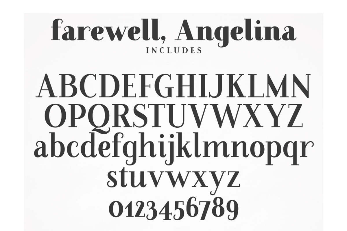 Farewell Angelina Display serif font preview 3