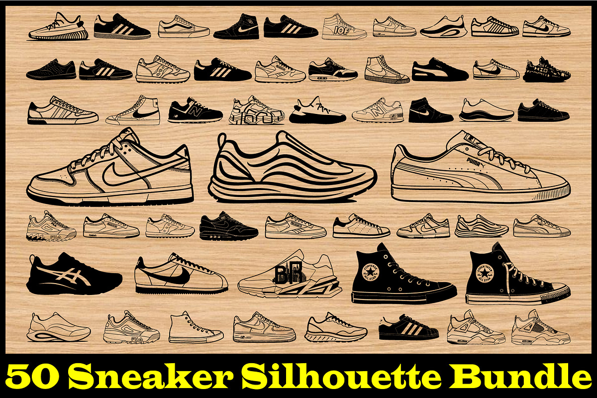 Sneaker Silhouette SVG Pack, an Illustration by musafir_fashion (Photo 1 of 4)