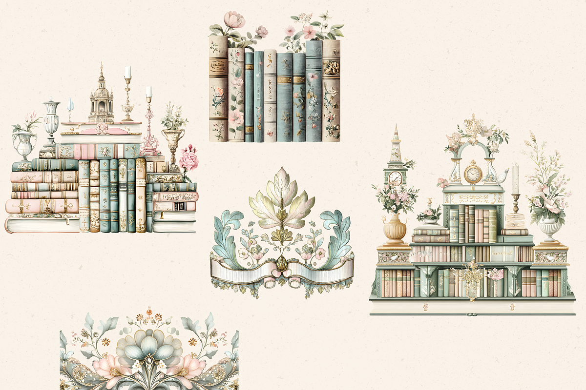 REGENCY BOOK BORDERS CLIPART, a Decorative Illustration by Daring Digies (Photo 5 of 9)