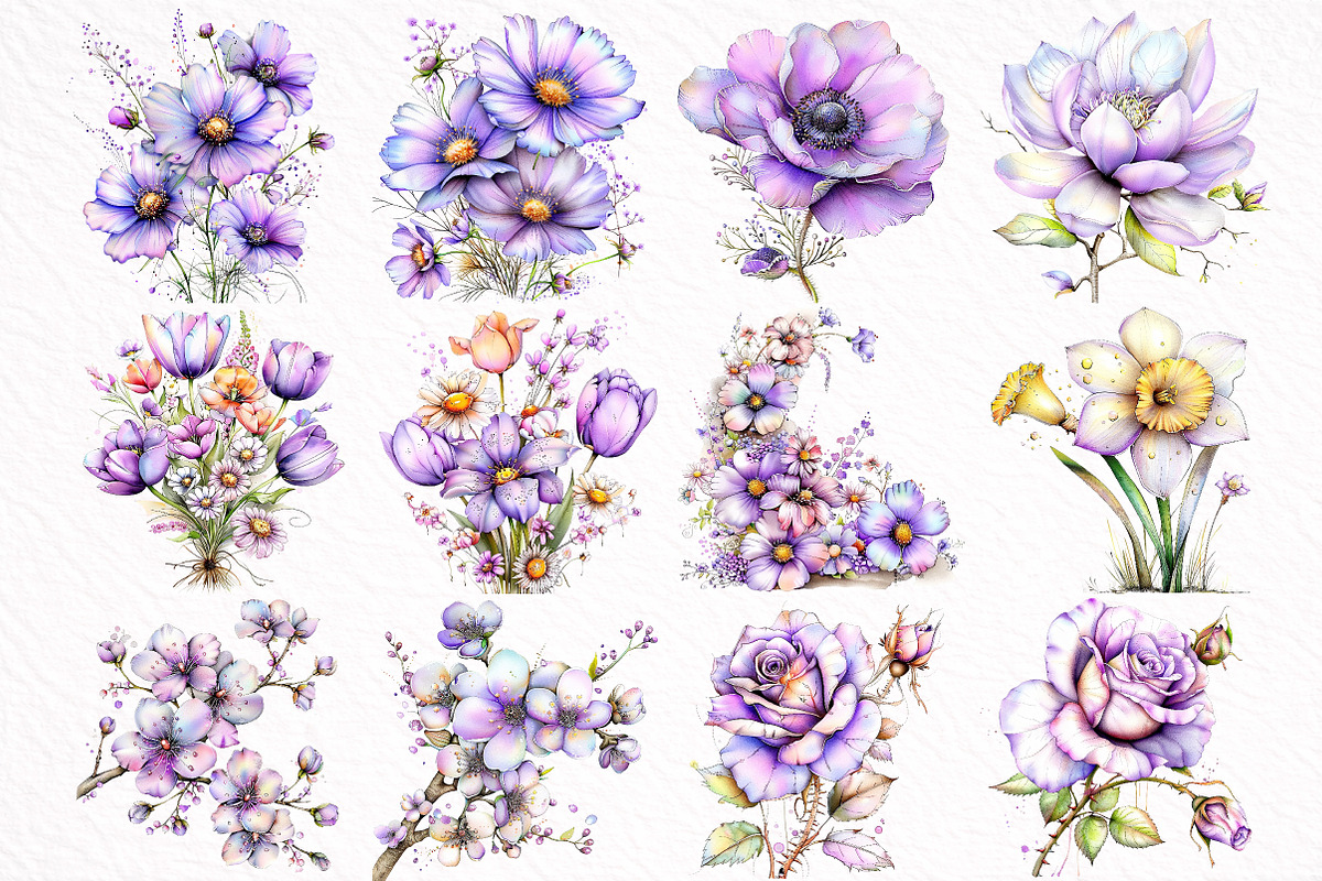 Spring Flowers Sublimation Clipart, an Illustration by DreamArtGraphic (Photo 2 of 8)