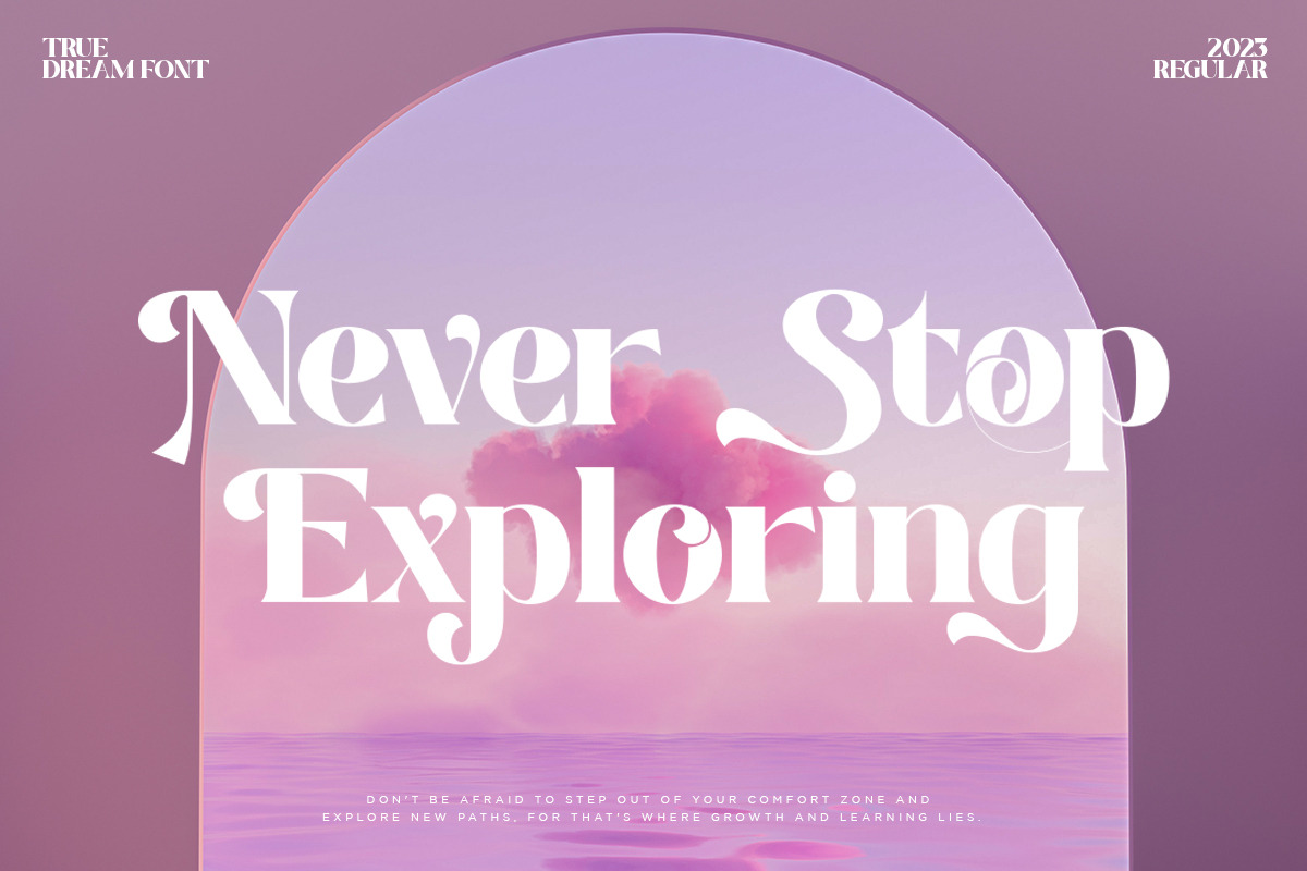 True Dream | Stylistic Display, a Serif Font by Pentagonistudio (Photo 3 of 11)