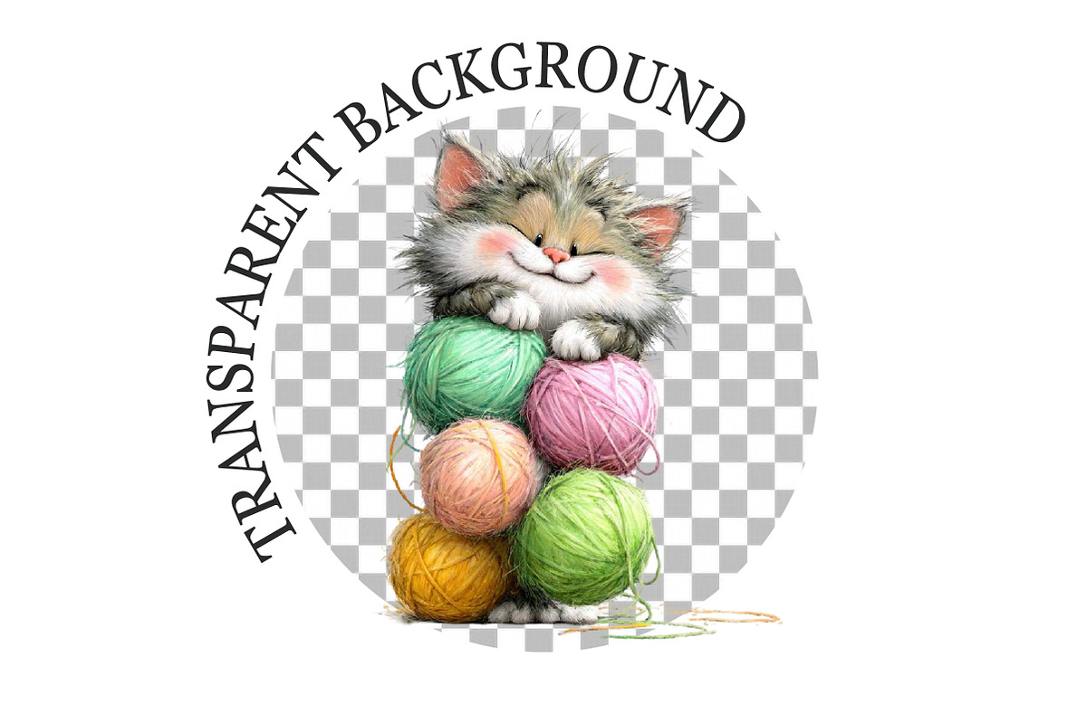 Watercolor Funny Cats Clipart, a Seasonal Illustration by Rose Art (Photo 6 of 6)