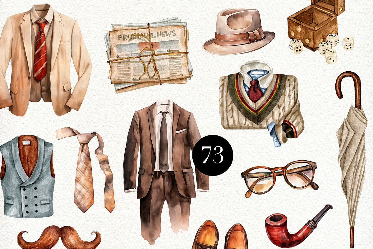 Men's Aesthetics watercolor clipart, an Object Illustration by CrystalinaShop (Photo 5 of 7)