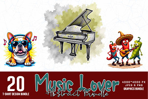 20 Music Lover T-shirt Design Bundle, a Graphic by Sofia's Fashion