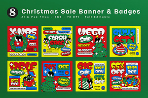 Red Yellow Christmas Sale Banner, an UI Kit Template by graphicook