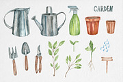 Watercolor Garden Clipart, an Illustration by MilanaDesignShop (Thumbnail 2 of 4)