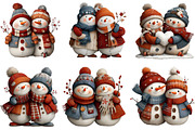 Cute Snowman Couple Clipart, an Illustration by DreamArtGraphic (Thumbnail 3 of 4)