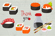 Set of Cute Sushi Roll Illustrations, a Food Illustration by ArtVarStudio (Thumbnail 3 of 3)