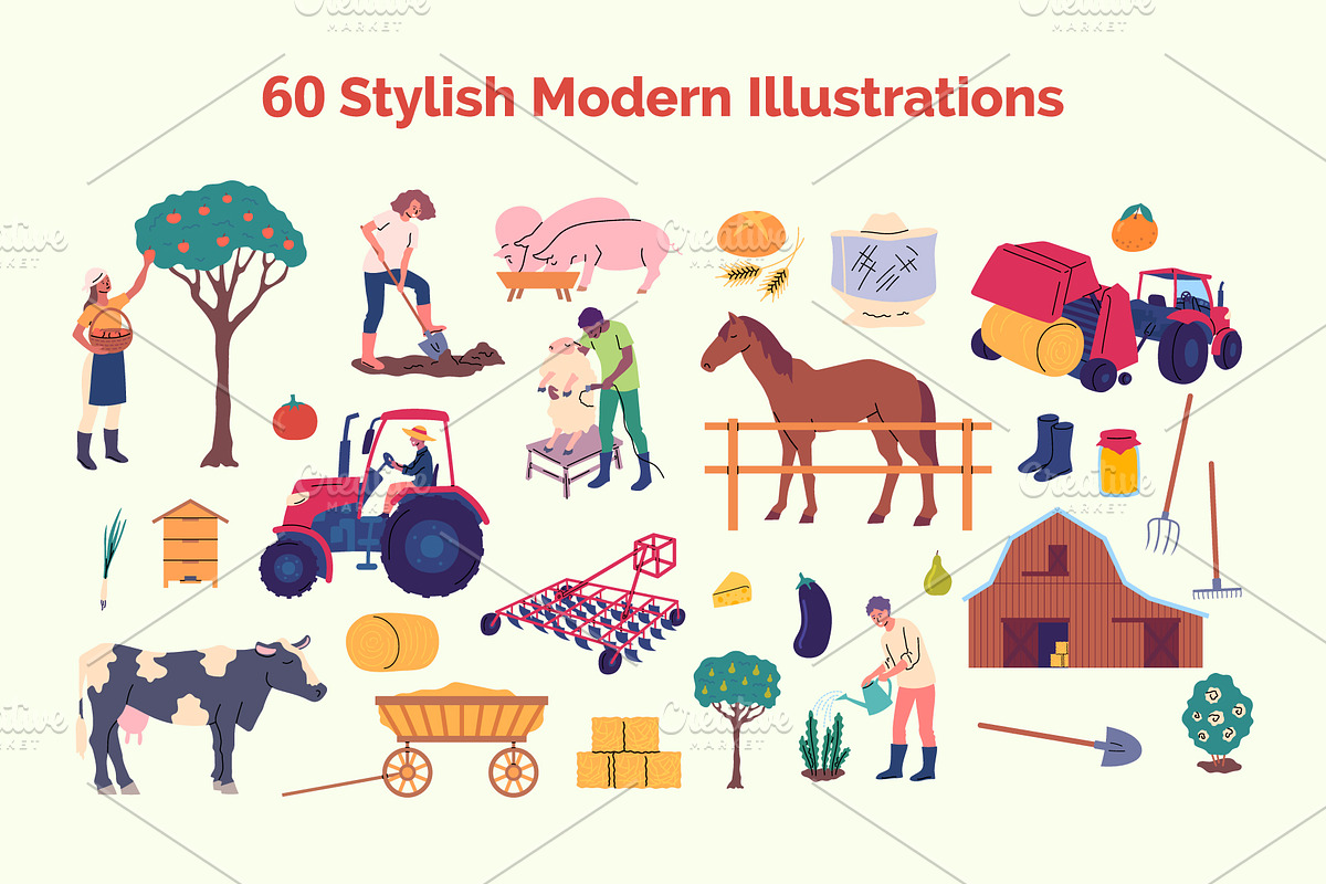 Farming Life Illustration Vector, an Object Graphic by 35lab (Photo 2 of 6)